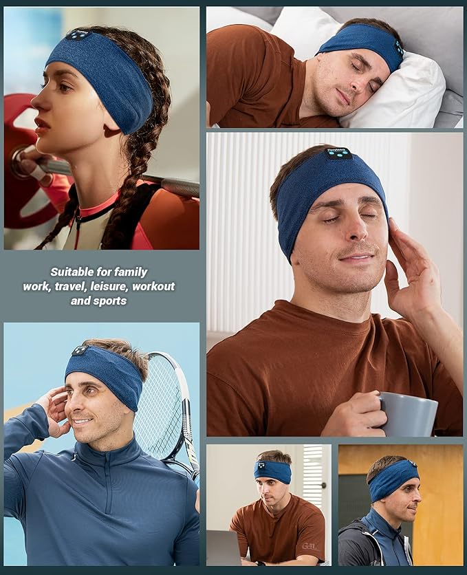 2 Pack Sleep Headphones Bluetooth 5.4 Headband, Wireless Sleeping Headband Headphones with Ultra-Thin Stereo Speaker for Side Sleepers, Sweat Resistant Sport Headband for Workout Yoga Running