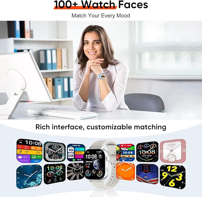 Smart Watch with 2 Bands: Step & Calorie Counter, Heart Rate & Oxygen Sensor, GPS Running, Swimming, Walking, Sports Tracker, Waterproof, Health Monitoring, Music & Call Alert Men Women iOS/Android