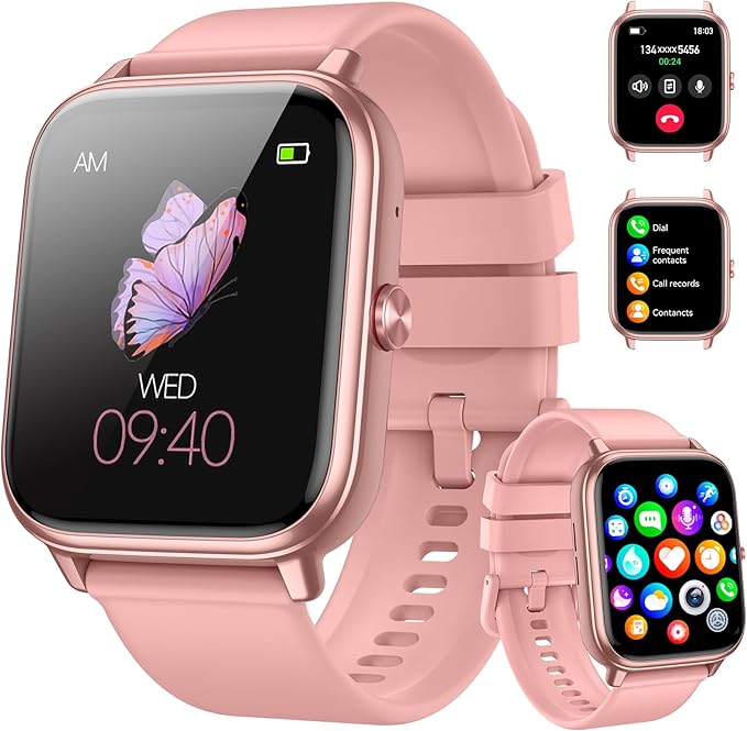 Smart Watch for Men Women, Fitness Tracker (Answer/Make Call), 1000 mAh Battery, 120+ Sport Modes, Step Counter/Sleep Monitor Fitness Watch, Smartwatch for Android/iPhone (Pink)