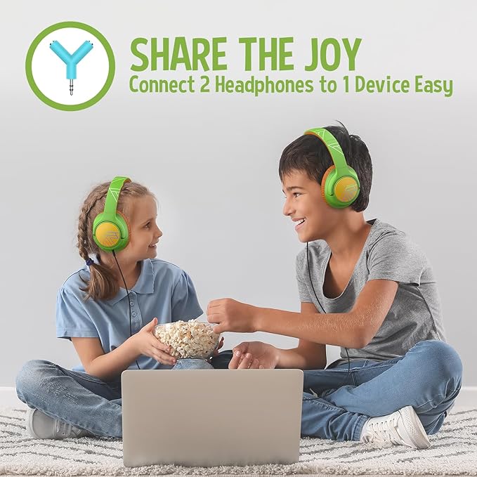 PowerLocus Kids Wireless Headphones, Bluetooth Kids Headphones LED Lights Over Ear with 74/85/94dB Volume Limited, 45H Playtime,Built-in Mic, Two Device Share Mode, HD Stereo for Travel/PC/Tablet