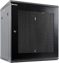 RackPath 12U Wall Mount Server Cabinet Network Rack Enclosure, Quiet Cooling Fan, Perforated Door, Black - Image 1