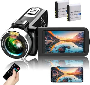4K Video Camera Camcorder with IR Night Vision, WiFi Digital Camera, 18X Digital Zoom, Vlogging Camera for YouTube, Kids Video Camera, Built in Microphone, Remote, 2X Batteries