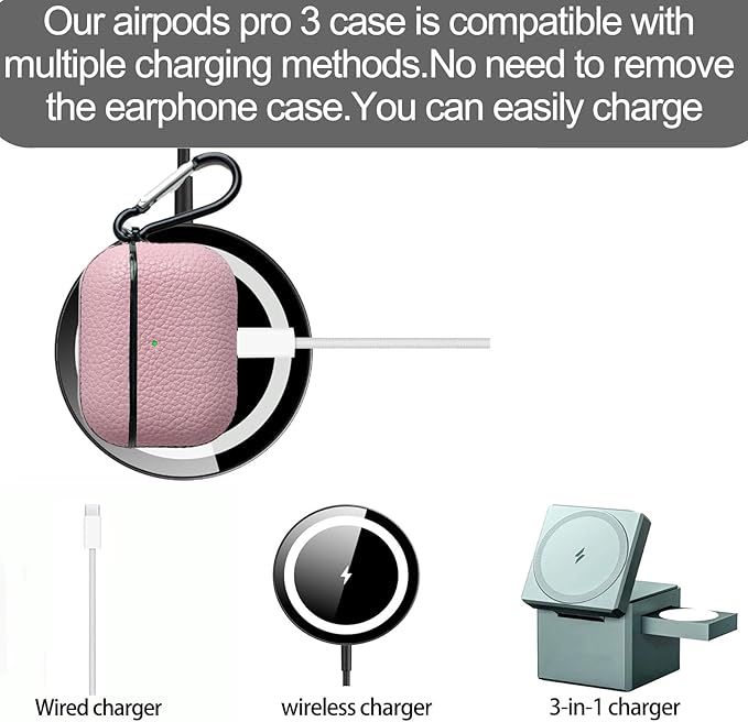 for Leather AirPods Pro 3 Case 2025|Cute Hard Air Pods Pro 3 Case|with Keychain|Retro iPod Airpod 3 Pro Cases for Man Women - Model A2700/A2931(Pink)