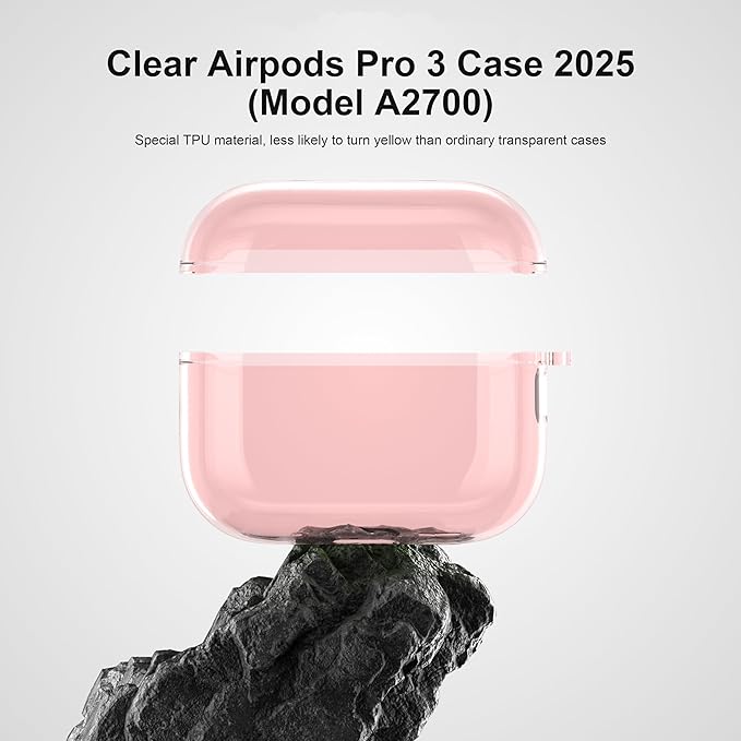 Valkit for Airpods Pro 3 Case Clear with Cleaner Kit | Soft TPU Airpods Pro 3 Generation Case | Protective Cover Shockproof | iPods Pro 3 Cases | for Air pods Pro Gen 3 2025(Clear Pink)