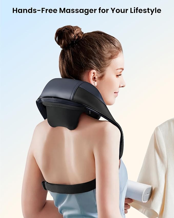 COMFIER Shiatsu Neck Massager with Heat, Cordless Neck and Shoulder Massager for Pain Relief Deep Tissue, Graphene Heating, 4D Kneading Massage Pillow, White Elephant Gift