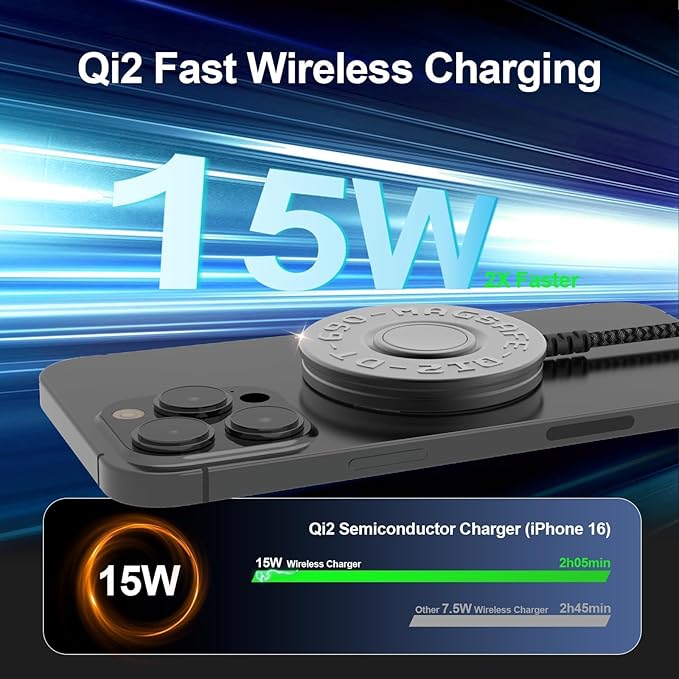 Qi2 Magnetic Wireless Charger for iPhone 17/16/15/14/13/12, 15W Fast MagSafe Compatible Charging Pad & Stand, Strong Magnetic Wireless Charging Station with 25W PD Adapter for iPhone & AirPods