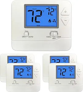 ELECTECK 5 Pack Non-Programmable Thermostat, Digital, 1 Heat/1 Cool, White