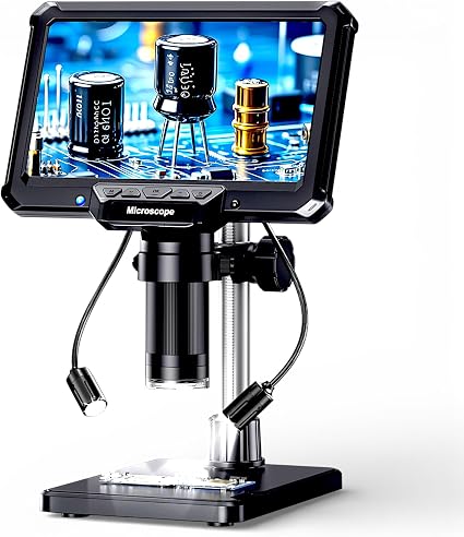 7" LCD Digital Soldering Microscope with Remote and Side Lights