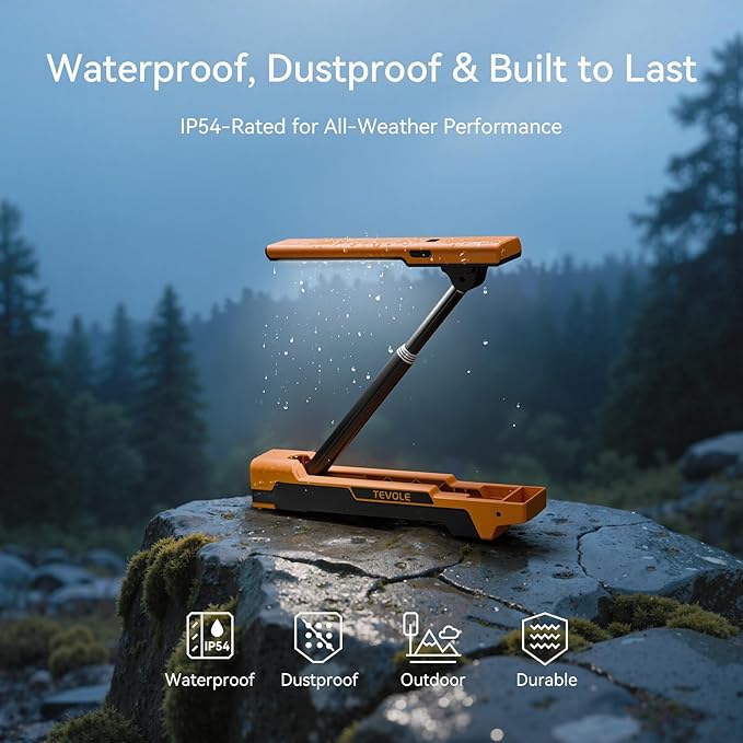 LED Work Light with Stand Foldable Tripod Lighting 1500LM Adjustable Stand for Construction, Outdoor, DIY Camping, Gift for Man Fathers Day, IP54 Waterproof, Rechargeable Battery with Type-C Charging