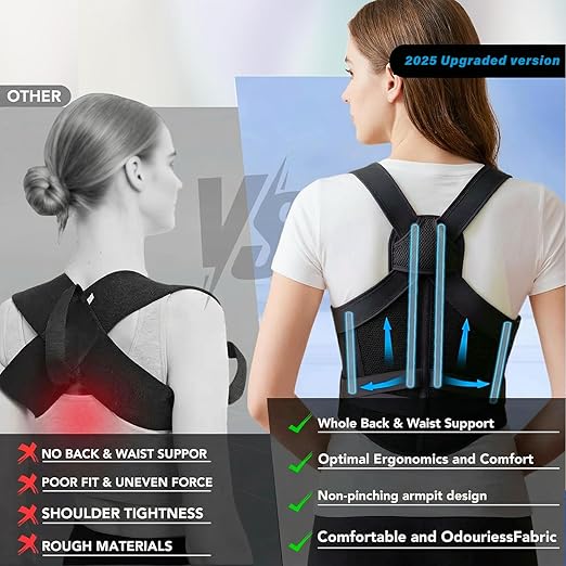 Back Brace Posture Corrector for Women and Men, Upgraded Breathable Full Back Support, Comfortable Shoulder Straightener, Pain Relief for Upper/Lower Back, Support for Scoliosis, Hunchback, Thoracic Spine, (Large)