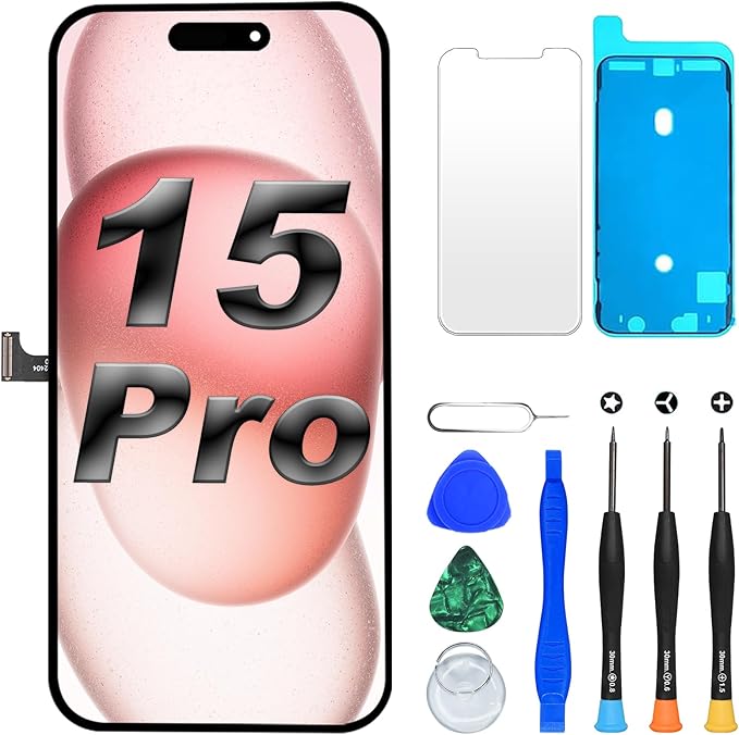 DIGI4U LCD for iPhone 15 Pro Screen Replacement, 6.1''[3D Touch][Small Notch] Screen for iPhone 15 Pro Display Digitizer Assembly, with Repair Tools for iPhone 15 Pro LCD