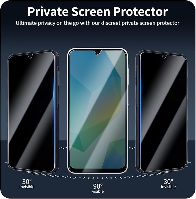Privacy Screen & Camera Lens Protector for Samsung Galaxy A16, Double Shatterproof Anti-Spy Tempered Glass, Private Black Protection, 9H Hardness Anti-Scratch Case-Friendly, 3 Pack Each