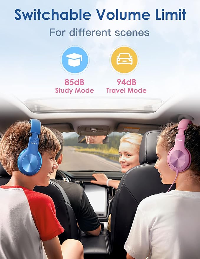 Kids Headphones with Cord, Over-Ear Headphones for Kids with Microphone, 85/94dB Volume Limit, Headset for Kid Boys Girls with Shareport, Wired Toddler Headphone for School/Tablet/iPad/Travel