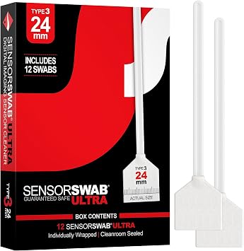 Photographic Solutions Sensor Swab Ultra 24mm Type-3 Digital Imaging Sensor Cleaner Swabs for Cleaning Full Frame Mirrored or Mirrorless Cameras. Sensor Dust & Oil Remover (Pack of 12)