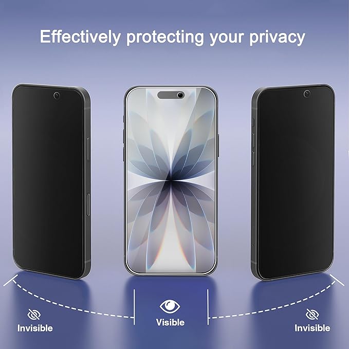 Ailun 3 Pack Privacy Screen Protector for iPhone 17 [6.3 inch]+ 3 Pack Camera Lens Protector with Installation Frame,Dynamic Island Compatible,Anti Spy Tempered Glass[9H Hardness]-HD