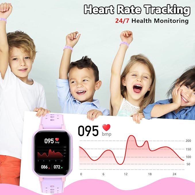 Smart Watch for Kids Teens, No Phone Needed Fitness Tracker Boy Girls Watch with 19 Sport Modes, Pedometer, Sleep Monitor, Kids Watch Birthday Gifts Toy Gift for Girls Boys 6-16 (Purple)