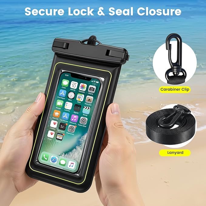 Floating Waterproof Phone Pouch, 2 Pack IP68 Waterproof Phone Case for iPhone 17 16 15 Pro Max Galaxy S25 S24 Ultra Up to 7", Cellphone Dry Bags Beach Cruise Essentials with Lanyard