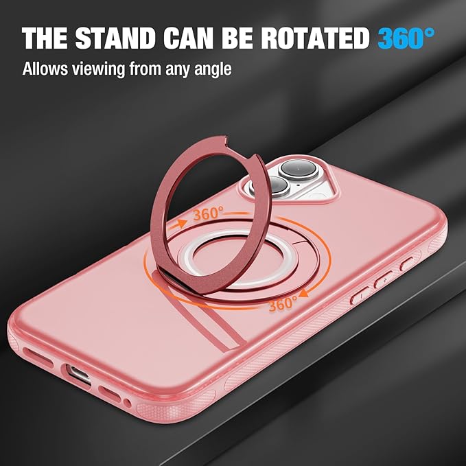 for iPhone 17 Case [Compatible with Magsafe] [15 FT Military Grade Drop Protection] with Screen Protector & Lens Protector,Shockproof Kickstand Phone Case for iPhone 17 (Pink)