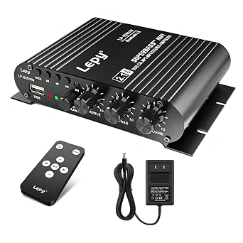 Home Audio Amplifier Bluetooth 5.0 Stereo Receiver 2.1 Channel Subwoofer Amp Board with Treble/Bass/Sub Control HiFi Sound for Home Theater, Car & Karaoke, Includes Remote & Power Adapter