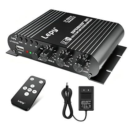 Home Audio Amplifier Bluetooth 5.0 Stereo Receiver 2.1 Channel Subwoofer Amp Board with Treble/Bass/Sub Control HiFi Sound for Home Theater, Car & Karaoke, Includes Remote & Power Adapter