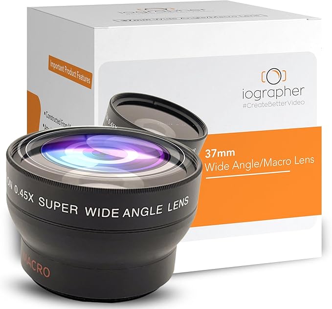 iOgrapher 37mm Wide Angle/Macro Lens and Clip Bundle - Phone Camera Accessories for Smartphones and Tablets