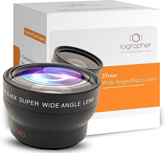 iOgrapher 37mm Wide Angle/Macro Lens and Clip Bundle - Phone Camera Accessories for Smartphones and Tablets