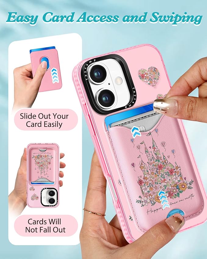 Toycamp for iPhone 17 Case - Compatible with Magsafe Credit Card Holder Wallet Magnetic Cute Women Teen Girls Kawaii Girly Unique Castle Design Phone Cover for Apple 17 Air