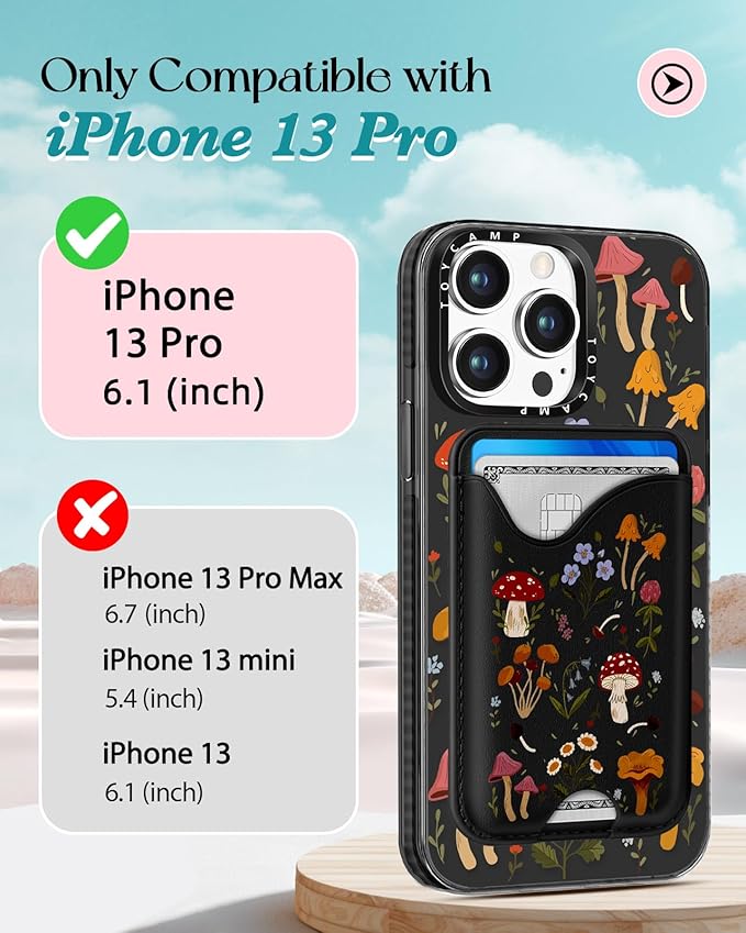 Toycamp for iPhone 13 Pro Case - Compatible with Magsafe Credit Card Holder Wallet Magnetic Cute Women Teen Girls Kawaii Girly Unique Design Phone Cover for iPhone 13 Pro