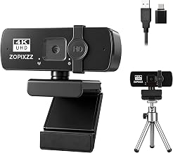 4K Webcam with Tripod, PC Ultra HD Web Camera with Microphone, PDAF Autofocus,Privacy Cover,USB A & USB C Adapter, Plug & Play,Ideal for Business Meetings&Live Streaming - Image 1