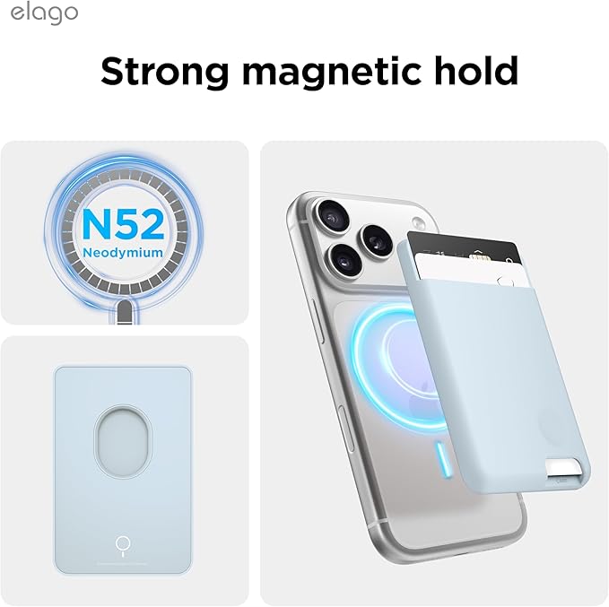 elago Magnetic Wallet Card Holder 2-Cards Compatible with MagSafe for iPhone - Secure Phone Wallet, Long Last Silicone, Scratch and Damage Protection