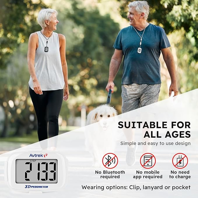 3D Step Counter Clip On with LED Backlight Pocket Pedometer for Walking Outdoor Activities Fitness Tracker Without Smartphone