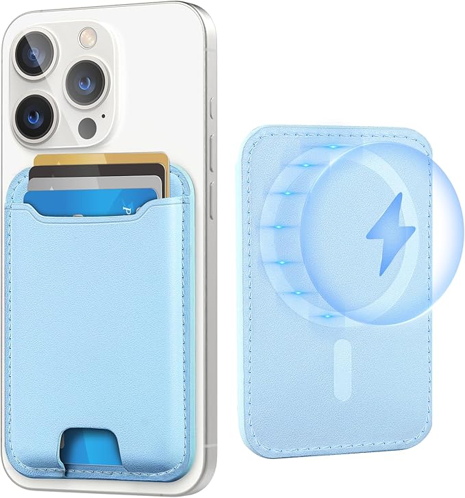 TopMade for Magsafe Wallet, Strongest Magnetic Card Holder for iPhone 17, iPhone 16/15/14/13/12 Series, Leather Magnetic Phone Wallet with Powerful Magnets, RFID Blocking, Fit 4 Cards, White Ice