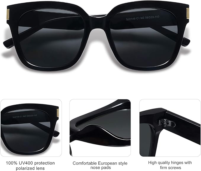 SOJOS Polarized Sunglasses for Women Men Trendy Square Large Sun Glasses SJ2149