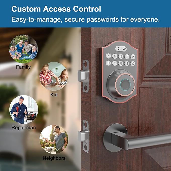 Fingerprint Smart Door Lock Keyless Entry, Keyless Entry Door Lock with Keypad, App Control, Auto Lock, Easy to Install, Smart Deadbolt for Home, Airbnb, Apartment (Antique Bronze)