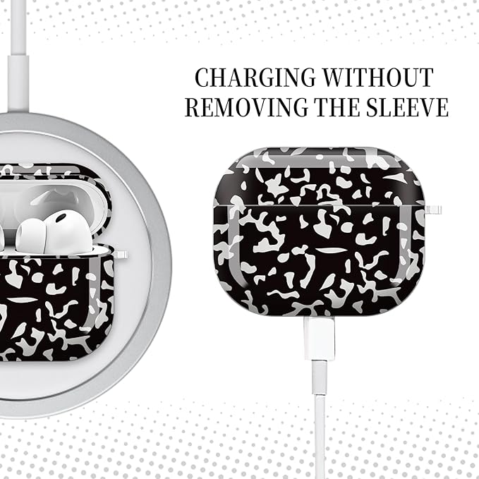 Case for AirPod Pro 3 Shock-Proof Protective Hard Case with Golden Keychain Compatible with Apple Airpods Pro 3rd Generation 2025 (Black White)