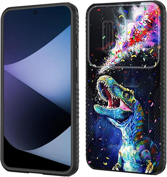 for Galaxy S26 Case Built in Slide Camera Lens Cover,Heavy Duty Shockproof Protection Dual Layer Case for Samsung Galaxy S26 6.3" 2026,Colorful Cool Dinosaur