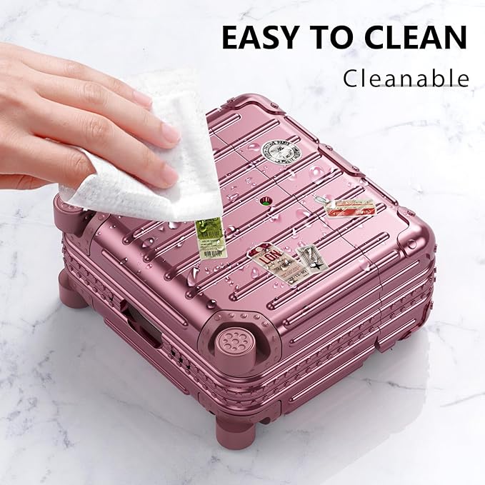 Filoto Compatible with Airpods 4 Case, Cute Fashion Suitcase Design for Airpods 4th Generation Case Cover, Shockproof Protective Hard Case with Keychain/Cleaner Kit(Rose Gold, Airpods 4 Case)