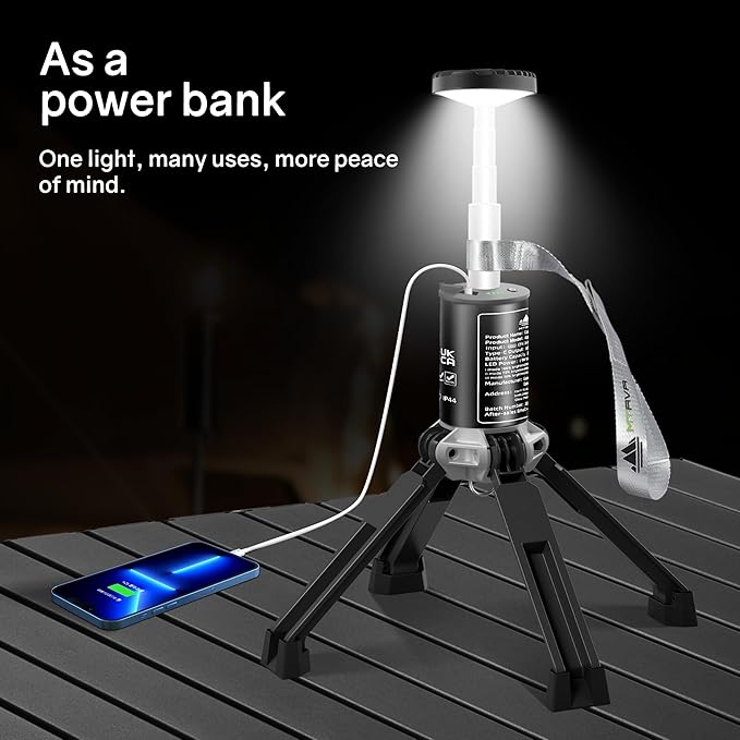 Telescopic Camping Light — Rechargeable Outdoor Lantern with Long Runtime, Adjustable Height, Stable Aluminum Design for Camping, Emergency & Night Use