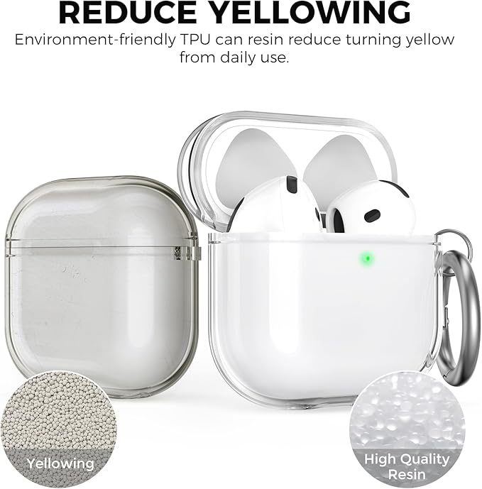 AhaStyle Clear Airpods 4 Case Cover with Cleaning Kit [Anti-Yellowing] Soft TPU Protective Covers Skin Designed for Apple AirPods 4th Generation 2024 Support USB-C Charging Case and Wireless Charging