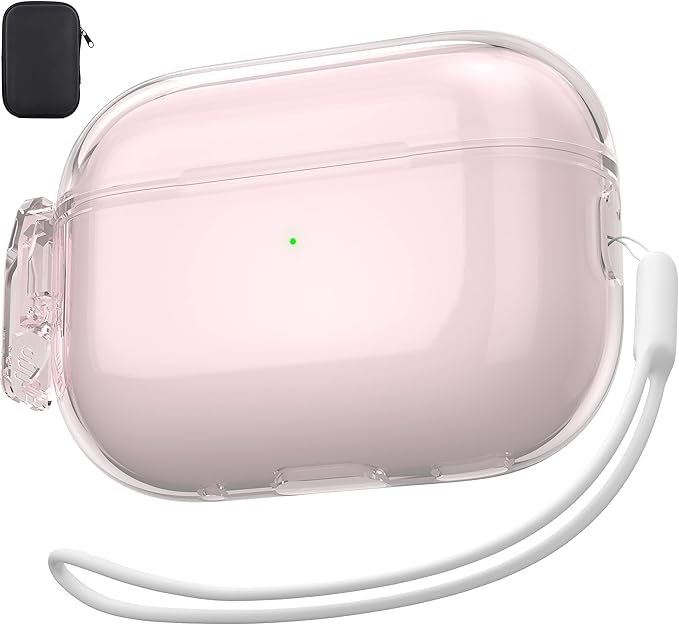 Valkit Compatible Airpods Pro 2 Case Clear with Lock, Shockproof AirPods Pro 2nd/1st Generation Case Soft Transparent Protective Cover with Lanyard iPods Pro 2 Skin for Airpods Pro 2nd/1st Gen