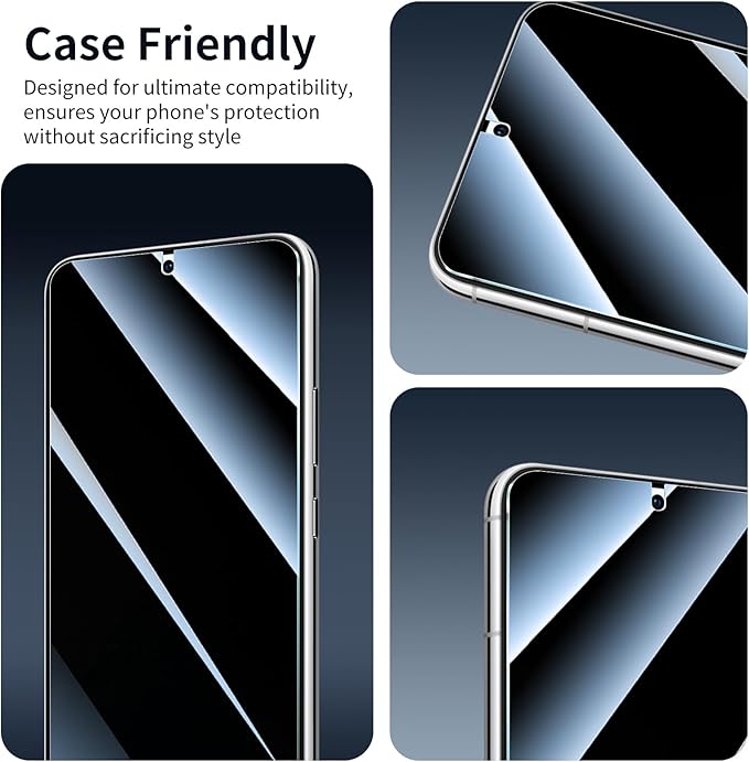 Privacy Screen & Camera Lens Protector for Samsung Galaxy S22+/S22 Plus, Anti-Spy Tempered Glass, Dark Private Black, 9H Hardness Anti-Scratch Case-Friendly, 3-Pack Each