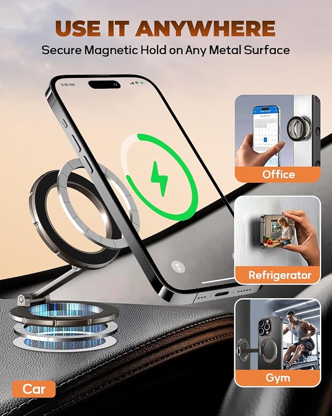 UBeesize Magsafe Phone Ring Stand, Portable Magnetic Phone Grip and Double Side Holder for Desk, Travel, Kitchen, Gym, Kickstand for iPhone 17/16/15/14/13/12 Series Case All Phones