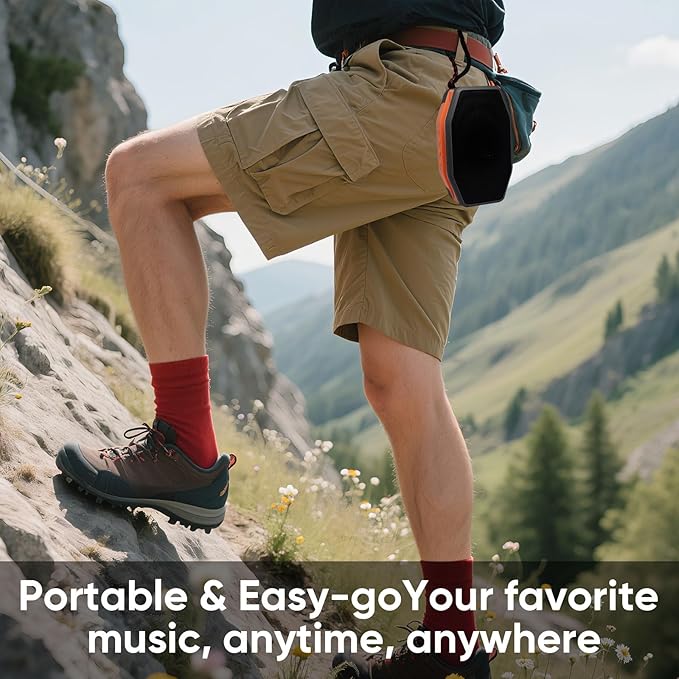 Bluetooth Speaker, Compact & Portable Speaker for Hiking, Support TF Card/USB, TWS Connection, HD Stereo Sound, Camping, and Beach (Black)