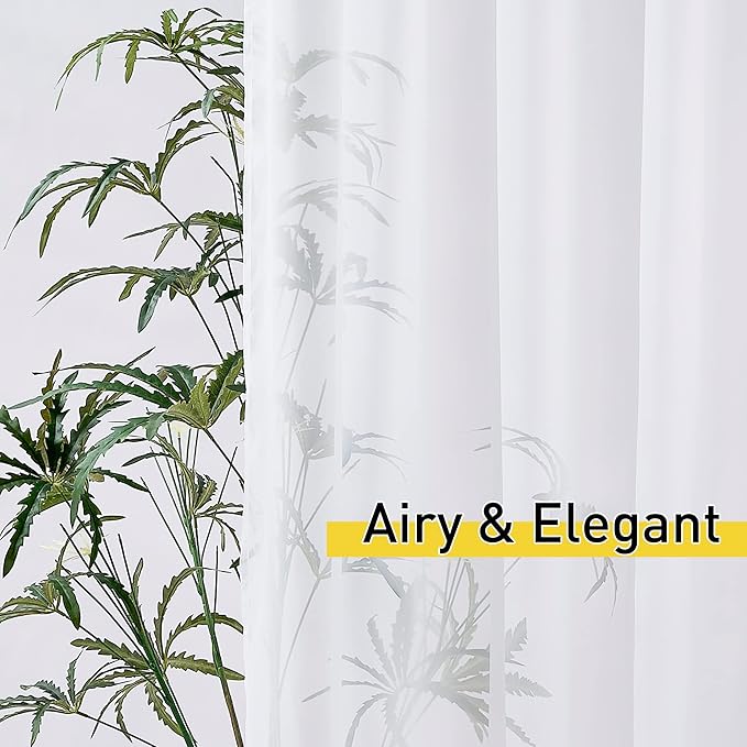 NICETOWN 2 Panels Outdoor Sheer Curtains for Patio, 100" Extra Wide Tab Top Waterproof Voile Sheer Curtains & Drapes for Porch/Sliding Glass Door, Gazebo Decor Drapes, W100 x L84 per Panel, White