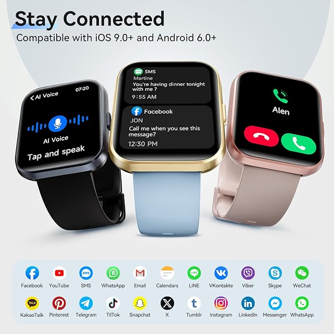 Smart Watches for Women (Android/iPhones), 120+ Sport Modes Fitness Tracker Watch with SpO2/Heart Rate Monitor, Steps/Sleep Tracker, 1.85" HD Smart Watch with Bluetooth Calls/Messages, 3ATM waterproof