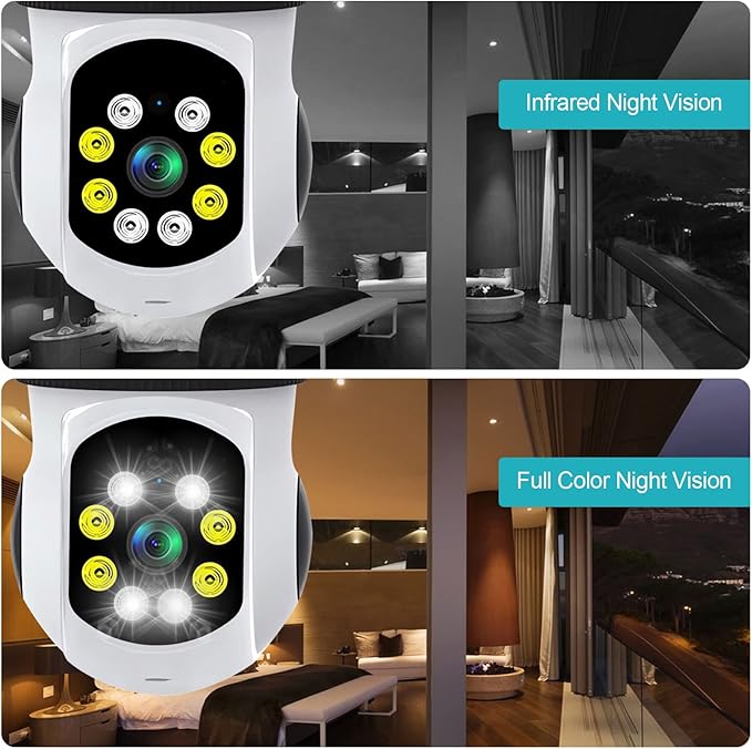 N_EYE 8mp/4k Light Bulb Security Cameras 2.4GHz&5GHz Outdoor Wireless WiFi Light Socket Screw in Security Cameras for Home Security Safe Cam Lightbulb Cameras Night Vision up 128g sd Card