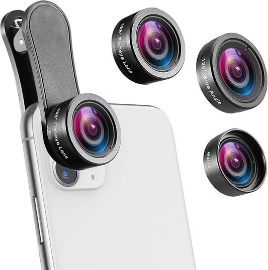 AMIR Phone Camera Lens, 198°Fisheye Lens, 120° Super Wide Angle 20X Macro for TIK Tok, Vlog Video, Clip on Phone for iPhone 12 12 Pro, 11, XS, XR 8 7 Plus 7, Samsung, Smartphones
