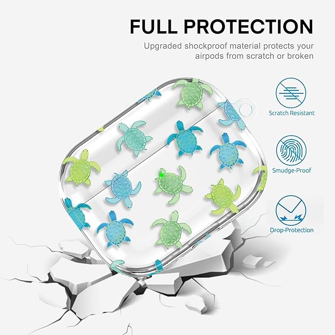 Maxjoy for AirPods Pro 3rd Generation Case, Clear AirPods Pro 3 Case for Women Girly Cute Soft AirPod Pro 3 Cover with Keychain Strap for AirPod Pro 3rd Gen Cover 2025, Turtle