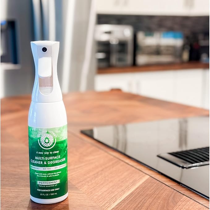 Multi-Surface Cleaner & Degreaser - Home & Kitchen degreasing, Spray for Glass, Countertops, Appliances & Floors. Eco-Friendly & Non-Toxic Cleaner & Degreaser (Peppermint)