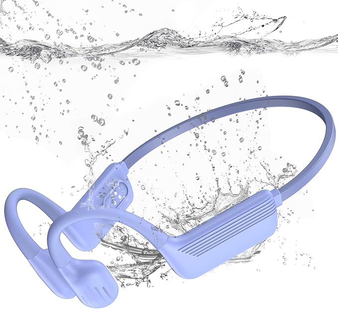 Swimming Headphones-Bone Conduction Headphones, IP68 Waterproof Open Earphones, LiteSurge Bluetooth 5.4 Underwater Sport Earbuds with 32 GB MP3 Memory for Swimming, Marathon-Violet